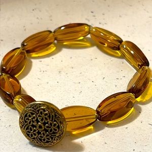 Vintage Stretch Bracelet W/ Antique Button.